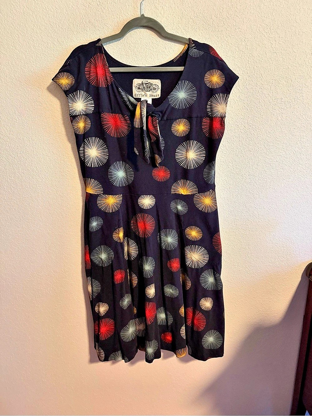 Effie's Heart Firework Midi Dress in Black Multicolor Size 1X